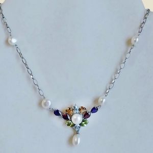 Ross Simmons Freshwater Pearl & Multi Gemstone Necklace